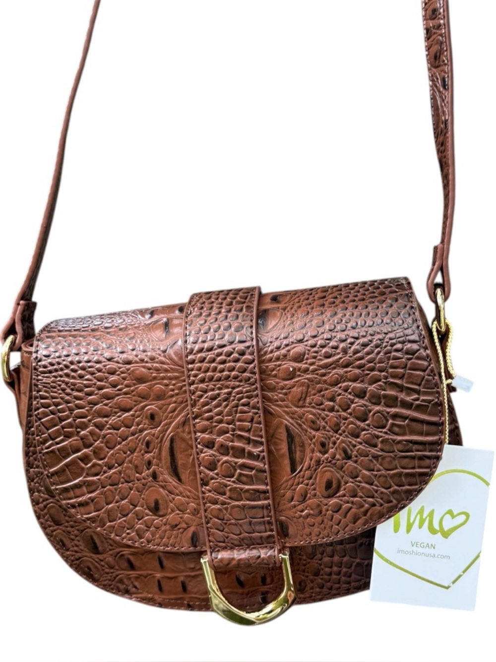 IMO Fashion Brown Western Cowboy Faux Leather Style Crossbody Strap Bag Purse